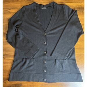 Connect Wm Sz S/M Black V Cardigan Button Pockets Made In UK Classic Preppy
